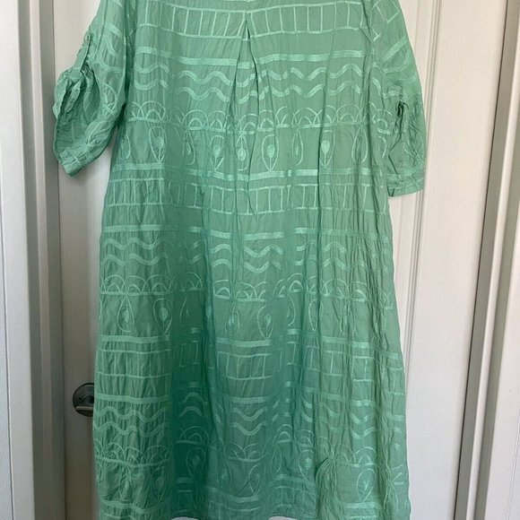 Blue Illusion green cotton tea dress - size 3X - Picture 4 of 6